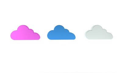Poster - Colorful Cloud icon isolated on white background. Minimalism concept. 3D render illustration