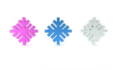Poster - Colorful Snowflake icon isolated on white background. Minimalism concept. 3D render illustration
