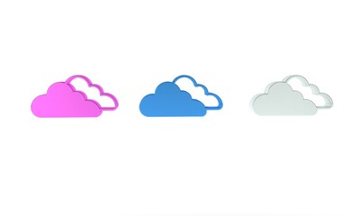 Poster - Colorful Cloud icon isolated on white background. Minimalism concept. 3D render illustration