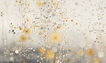 Sticker - Gold and silver confetti abstract nature flower.