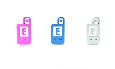 Poster - Colorful Light meter icon isolated on white background. Hand luxmeter. Exposure meter - a device for measuring the brightness. Minimalism concept. 3D render illustration