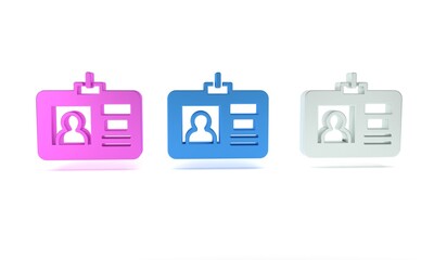 Poster - Colorful Identification badge icon isolated on white background. It can be used for presentation, identity of the company, advertising. Minimalism concept. 3D render illustration