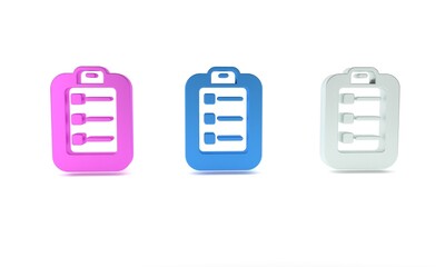 Poster - colorful to do list or planning icon isolated on white background. minimalism concept. 3d render ill