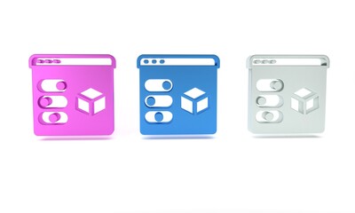 Aufkleber - Colorful 3D printer icon isolated on white background. 3d printing. Minimalism concept. 3D render illustration