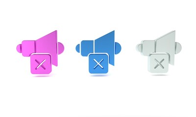 Poster - Colorful Speaker mute icon isolated on white background. No sound icon. Volume Off symbol. Minimalism concept. 3D render illustration