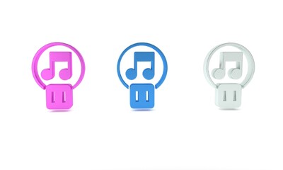 Poster - Colorful Pause button icon isolated on white background. Minimalism concept. 3D render illustration