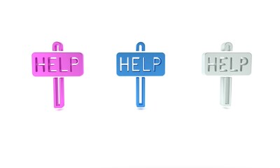 Poster - Colorful Ask for help text icon isolated on white background. Minimalism concept. 3D render illustration
