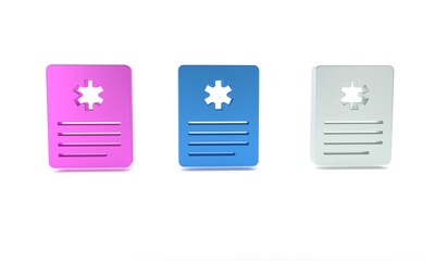 Poster - Colorful Medical clipboard with clinical record icon isolated on white background. Prescription, medical check marks report. Minimalism concept. 3D render illustration