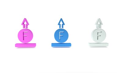 Poster - Colorful Force of physic formula calculation icon isolated on white background. Minimalism concept. 3D render illustration