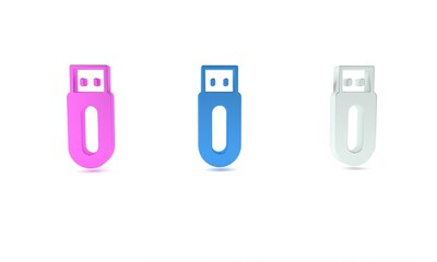 Aufkleber - Colorful USB flash drive icon isolated on white background. Minimalism concept. 3D render illustration