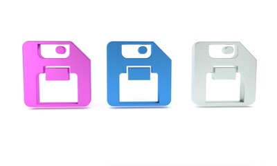 Aufkleber - Colorful Floppy disk for computer data storage icon isolated on white background. Diskette sign. Minimalism concept. 3D render illustration
