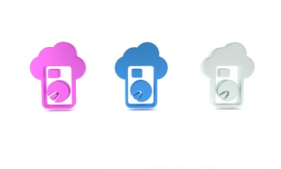 Aufkleber - Colorful Cloud database icon isolated on white background. Cloud computing concept. Digital service or app with data transferring. Minimalism concept. 3D render illustration