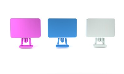 Aufkleber - Colorful Computer monitor screen icon isolated on white background. Electronic device. Front view. Minimalism concept. 3D render illustration