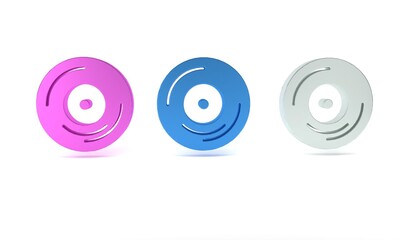 Poster - Colorful Vinyl disk icon isolated on white background. Minimalism concept. 3D render illustration