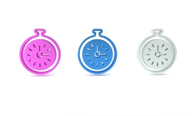Poster - Colorful Pocket watch icon isolated on white background. Minimalism concept. 3D render illustration