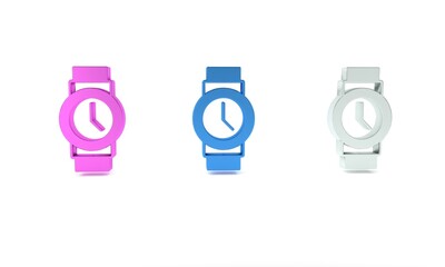 Poster - Colorful Wrist watch icon isolated on white background. Wristwatch icon. Minimalism concept. 3D render illustration