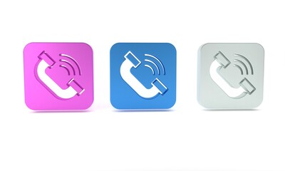 Poster - colorful telephone handset icon isolated on white background. phone sign. minimalism concept. 3d ren