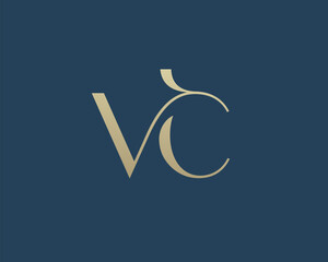 Wall Mural - VC letter logo icon design. Classic style luxury initials monogram.