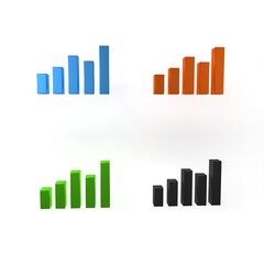Poster - Colorful Graph, schedule, chart, diagram, infographic, pie graph icon isolated on white background. Minimalism concept. 3D render illustration