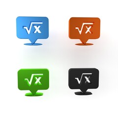 Poster - colorful square root of x glyph icon isolated on white background. mathematical expression. minimali