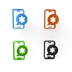 Poster - Colorful Emergency mobile phone call to hospital icon isolated on white background. Minimalism concept. 3D render illustration