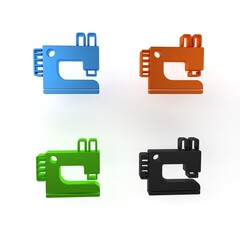 Sticker - Colorful Sewing machine icon isolated on white background. Minimalism concept. 3D render illustration