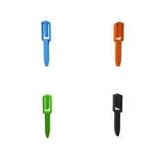 Poster - Colorful Pen icon isolated on white background. Minimalism concept. 3D render illustration
