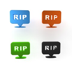 Colorful Speech bubble rip death icon isolated on white background. Minimalism concept. 3D render illustration