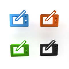 Poster - Colorful Graphic tablet icon isolated on white background. Minimalism concept. 3D render illustration