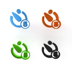 Poster - Colorful Camera timer icon isolated on white background. Photo exposure. Stopwatch timer 5 seconds. Minimalism concept. 3D render illustration