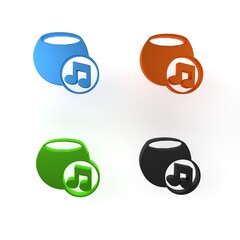 Poster - Colorful Voice assistant icon isolated on white background. Voice control user interface smart speaker. Minimalism concept. 3D render illustration