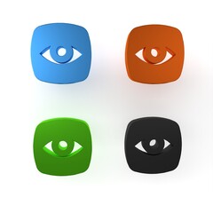 Sticker - Colorful Security camera icon isolated on white background. Minimalism concept. 3D render illustration