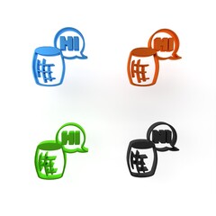 Poster - Colorful Voice assistant icon isolated on white background. Voice control user interface smart speaker. Minimalism concept. 3D render illustration