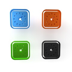 Canvas Print - Colorful Clock icon isolated on white background. Time symbol. Minimalism concept. 3D render illustration