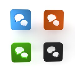 Poster - Colorful Speech bubble chat icon isolated on white background. Message icon. Communication or comment chat symbol. Minimalism concept. 3D render illustration