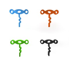 Poster - Colorful Wine corkscrew icon isolated on white background. Minimalism concept. 3D render illustration