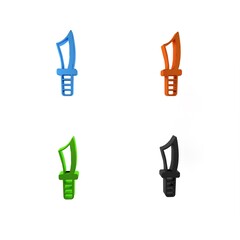 Poster - Colorful Military knife icon isolated on white background. Minimalism concept. 3D render illustration