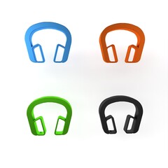 Poster - Colorful Headphones icon isolated on white background. Earphones. Concept for listening to music, service, communication and operator. Minimalism concept. 3D render illustration