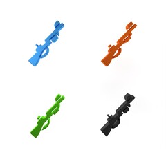 Poster - Colorful Hunting gun icon isolated on white background. Hunting shotgun. Minimalism concept. 3D render illustration