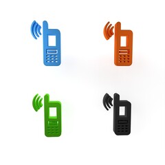 Poster - Colorful Smartphone with free wi-fi wireless connection icon isolated on white background. Wireless technology, wi-fi connection, wireless network. Minimalism concept. 3D render illustration