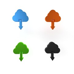 Poster - Colorful Cloud download icon isolated on white background. Minimalism concept. 3D render illustration