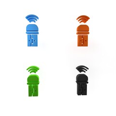 Poster - Colorful Usb wireless adapter icon isolated on white background. Minimalism concept. 3D render illustration