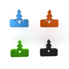 Sticker - Colorful Tree icon isolated on white background. Forest symbol. Minimalism concept. 3D render illustration