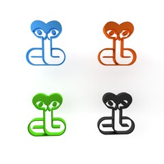 Sticker - Colorful Snake icon isolated on white background. Minimalism concept. 3D render illustration