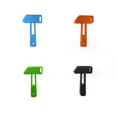 Poster - Colorful Hammer icon isolated on white background. Tool for repair. Minimalism concept. 3D render illustration