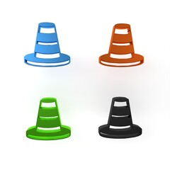 Wall Mural - Colorful Traffic cone icon isolated on white background. Minimalism concept. 3D render illustration