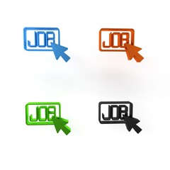 Poster - Colorful Search job icon isolated on white background. Recruitment or selection concept. Human resource and recruitment for business. Minimalism concept. 3D render illustration