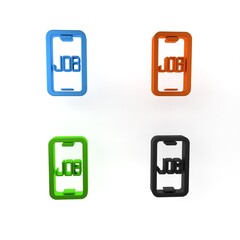 Poster - Colorful Search job icon isolated on white background. Recruitment or selection concept. Human resource and recruitment for business. Minimalism concept. 3D render illustration