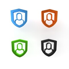 Poster - Colorful User protection icon isolated on white background. Secure user login, password protected, personal data protection, authentication. Minimalism concept. 3D render illustration
