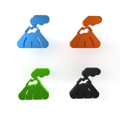 Sticker - Colorful Volcano icon isolated on white background. Minimalism concept. 3D render illustration